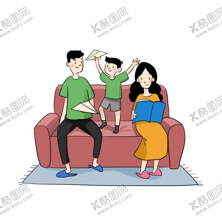 编号：40774306251700375225【酷图网】源文件下载-手绘一家人插画图片