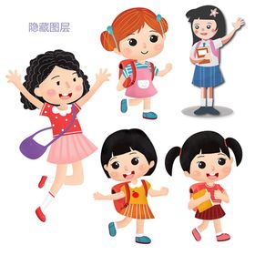 幼儿园老师学生矢量素材图