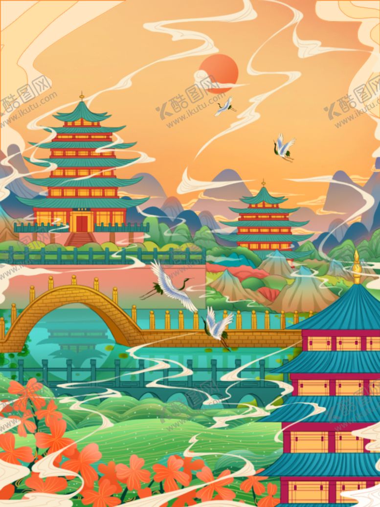 编号：21986009200358508453【酷图网】源文件下载-中国风场景 插画 气氛图 古风