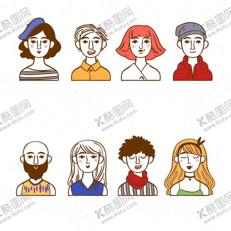 编号：23480910021309398715【酷图网】源文件下载-卡通人物头像