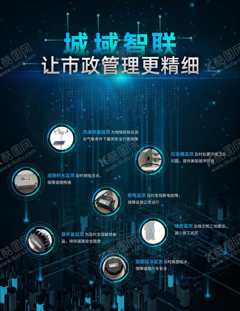 编号：43323806270207224411【酷图网】源文件下载-智慧城市市政运营科技海报设计图