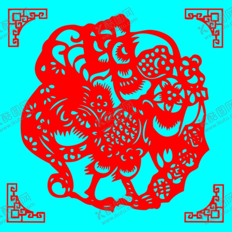 编号：95218609211222098463【酷图网】源文件下载-祥鸡纳福剪纸