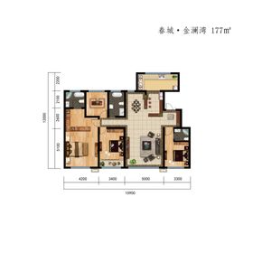 177平米四室户型图