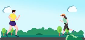 户外两人活力跑步场景