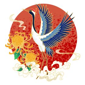 寒露节气仙鹤插画海报