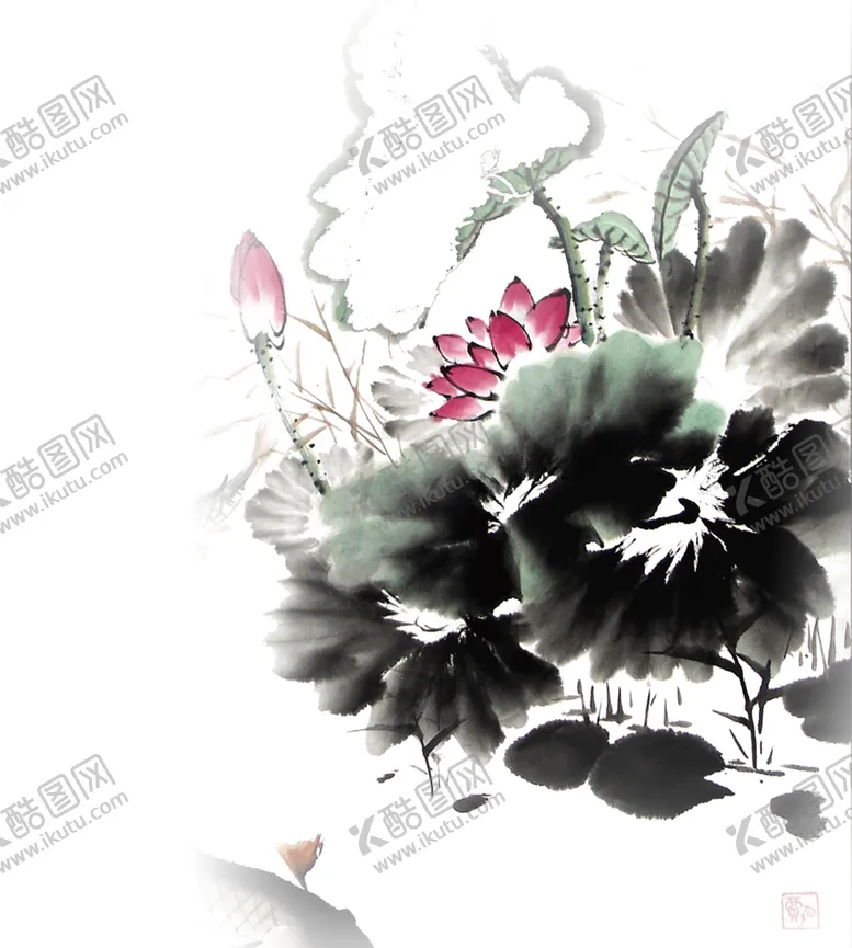 编号：44704304301852257473【酷图网】源文件下载-水墨荷花粉色荷花荷花意境