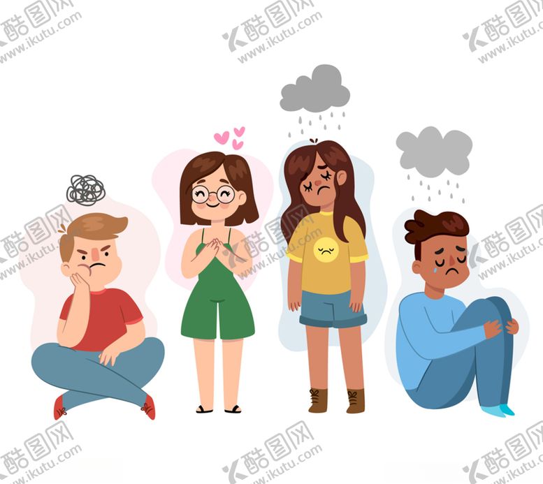 编号：12266207041048398795【酷图网】源文件下载-4款创意不同情绪人物设计