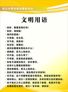 文明用语展板文明用语制度