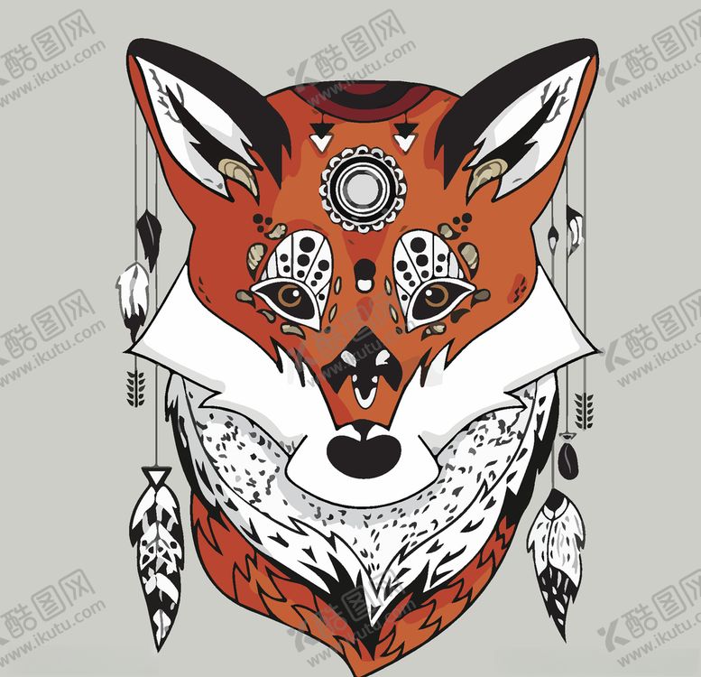 编号：81425010012310275188【酷图网】源文件下载-复古手绘创意狼头装饰画