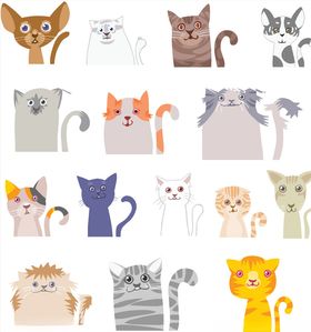 卡通可爱动物猫矢量插画
