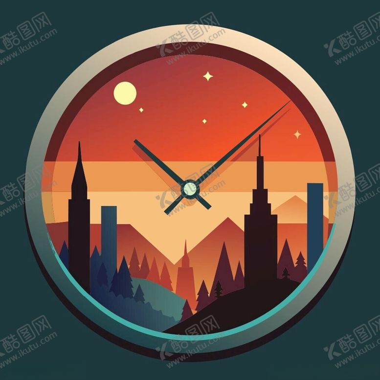 编号：25614412110942562915【酷图网】源文件下载-平面插图时钟
