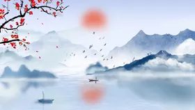 山水画装饰办公室风景高清