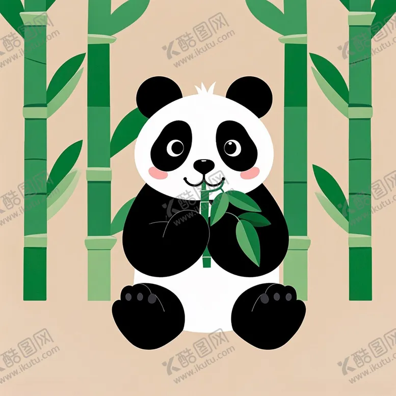 可爱卡通熊猫大壁纸儿童印花印花图