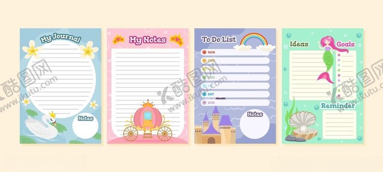 编号：17763011202326237176【酷图网】源文件下载-多彩手绘边框便签纸设计