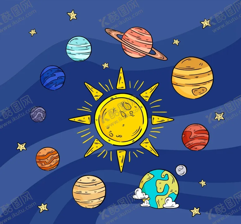 编号：27999510160840372625【酷图网】源文件下载-彩绘太阳系行星