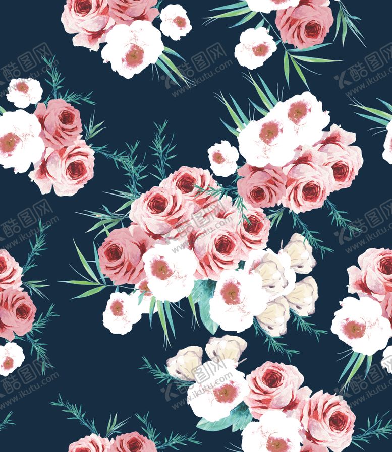 编号：48321609292233533065【酷图网】源文件下载-大牌手绘花印花水彩花