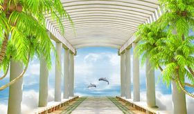 3D立体海景背景墙