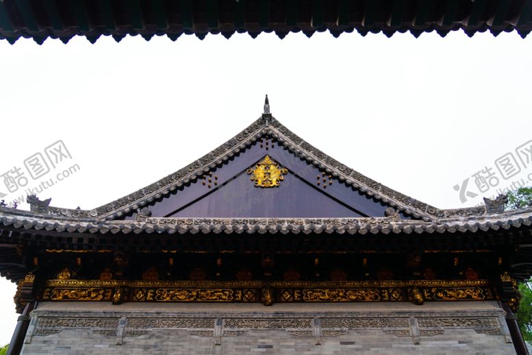 编号：14885709140626266635【酷图网】源文件下载-西安大慈恩寺大雄宝殿金色悬鱼