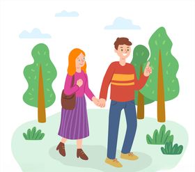 创意约会散步的男女