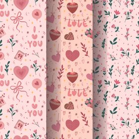 粉色爱心花卉图案背景图