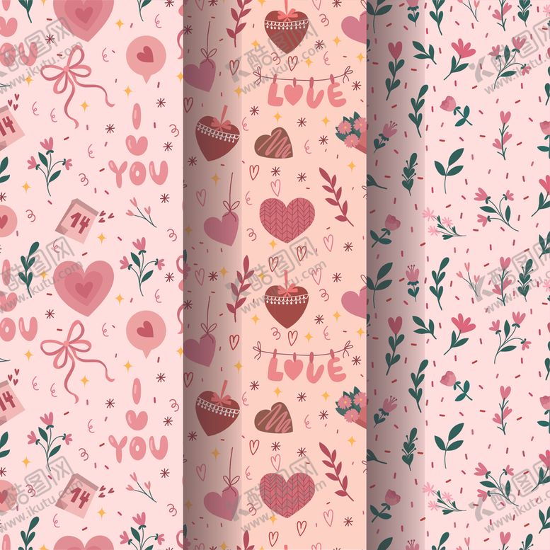 编号：49562511020427209627【酷图网】源文件下载-粉色爱心花卉图案背景图