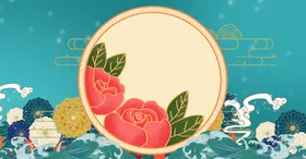 国潮风背景活动海报仙鹤画祥云