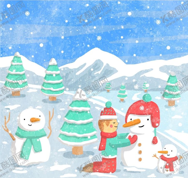 编号：06415209150331127938【酷图网】源文件下载-雪地堆雪人的男子