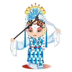 戏曲人物PNG戏曲元素京剧国潮丑净手绘