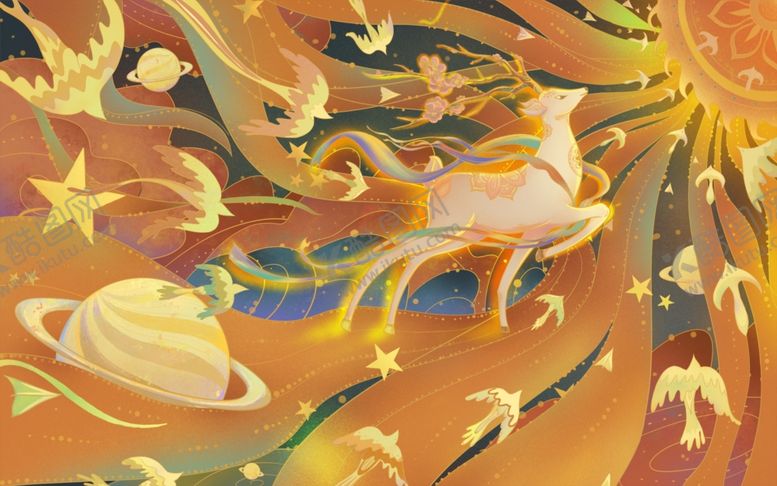 编号：69896112200106429319【酷图网】源文件下载-梦幻国潮麋鹿