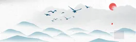 山水水墨背景新中式禅意装饰画