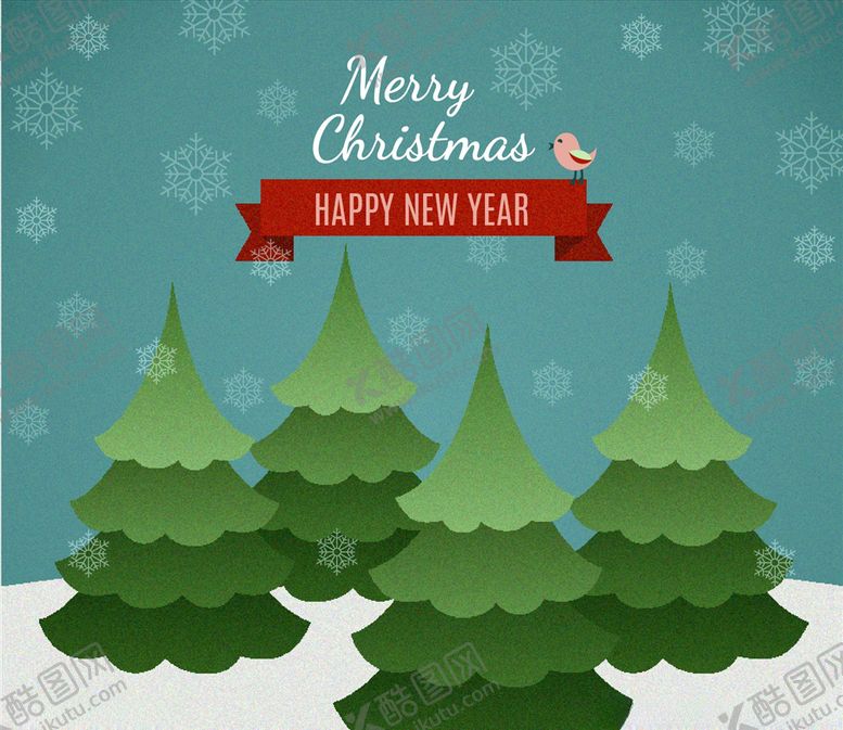 编号：84258210292323072416【酷图网】源文件下载-圣诞快乐卡白雪皑皑树木