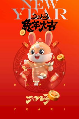 2023兔年新年春节海报 