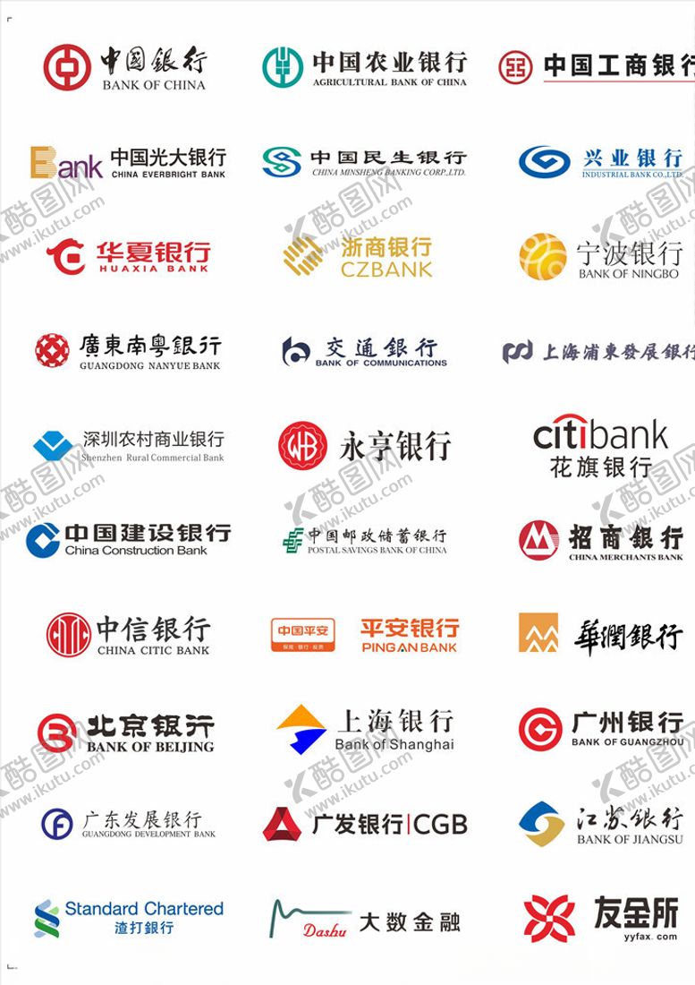 编号：64431010022341555176【酷图网】源文件下载-各大银行标识