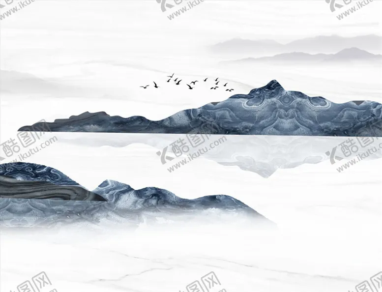 编号：92484205091341438651【酷图网】源文件下载-水墨山水大雁背景墙
