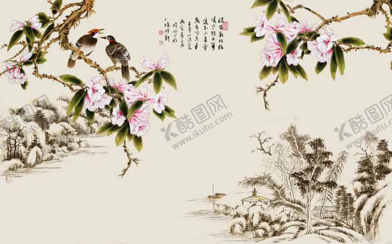 编号：94645806281749566252【酷图网】源文件下载-山水画背景墙