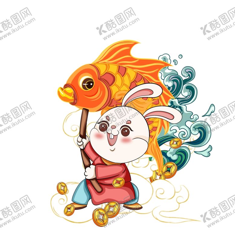 编号：42035910021006447596【酷图网】源文件下载-兔年舞鱼