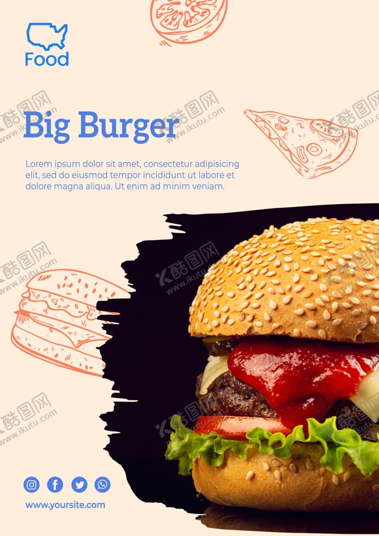 编号：23383711010334432823【酷图网】源文件下载-汉堡海报