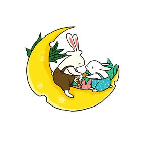 中秋插画   可爱卡通兔子