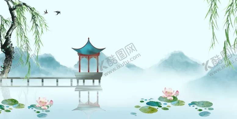 编号：74260806260812327936【酷图网】源文件下载-凉亭国风古风传统背景素材