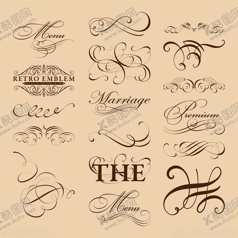 编号：43573811181500041067【酷图网】源文件下载-复古优雅英文字体设计元素