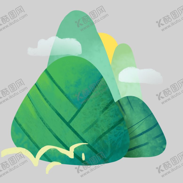 编号：30459710200356468187【酷图网】源文件下载-粽子端午插画卡通素材山水绿色