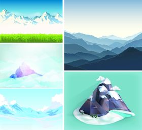 多样山景插画