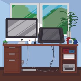 高端商务办公扁平化矢量插画