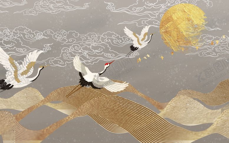 编号：37582410050618553346【酷图网】源文件下载-矢量飞鸟线条山太阳