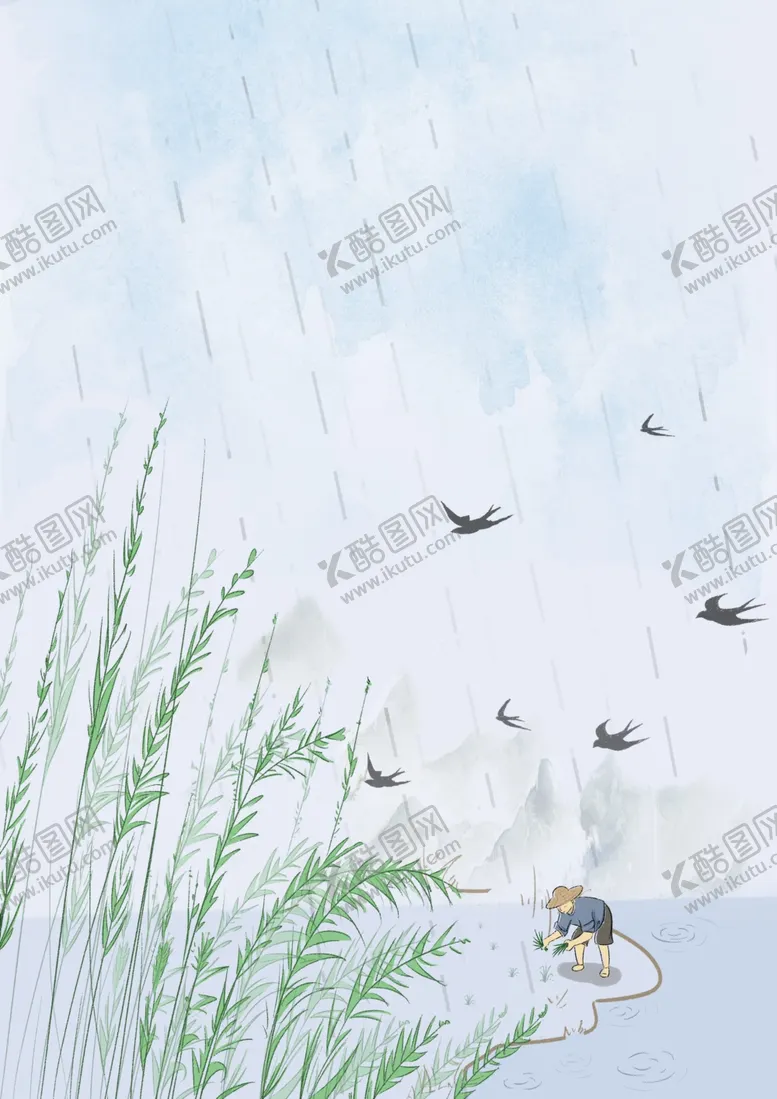 编号：28096704212137361558【酷图网】源文件下载-谷雨春种清新传统背景海报素材