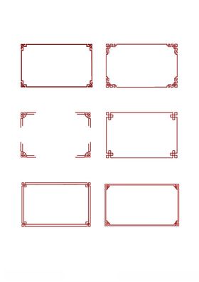 红色边框矢量图形集合