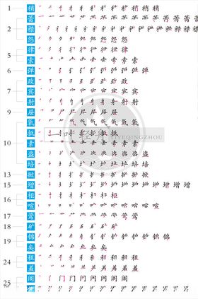 语文六年级上册生字笔顺补字