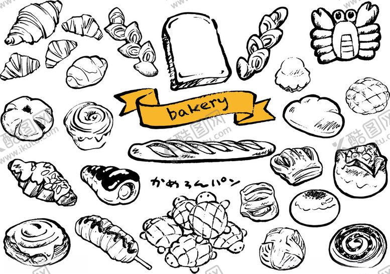 编号：43548711211916408962【酷图网】源文件下载-手绘美味面包插画集合