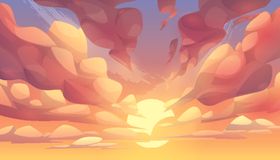 卡通夕阳天空