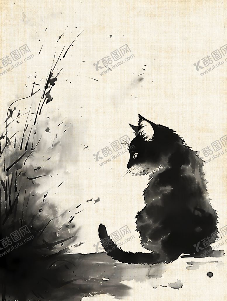 编号：41256801262223553486【酷图网】源文件下载-水墨猫咪